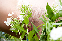 Naked party girl in backyard