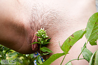 Naked party girl in backyard