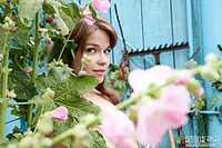 Naked party girl in backyard